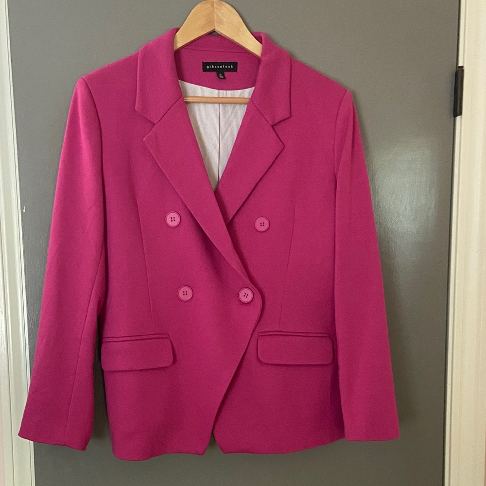 NWOT Gibson Fuchsia Double-Breasted Blazer, Size XL